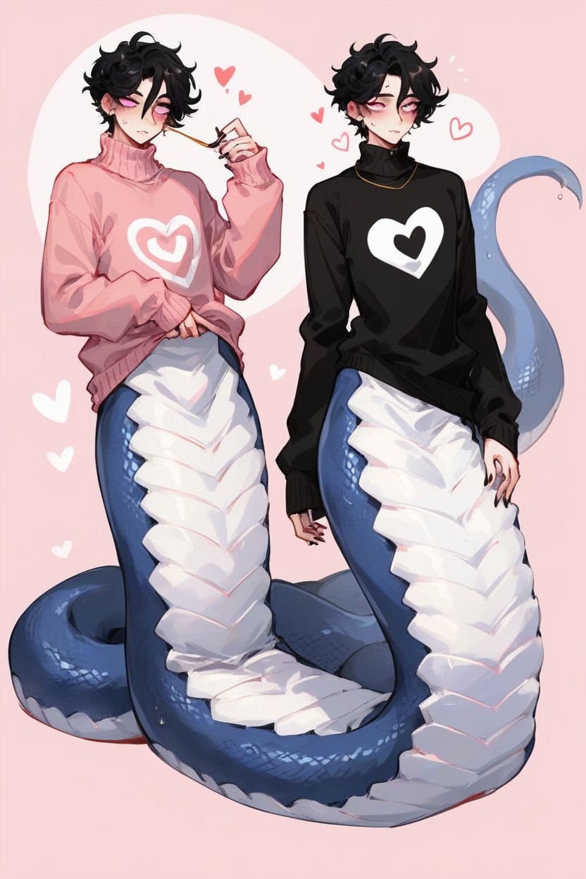 Feminine Body, Black Hair, Sweater AI Gay Porn