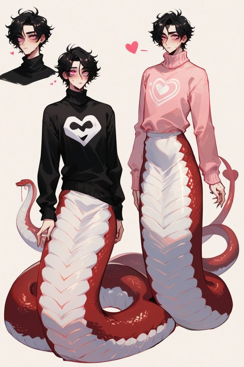 Long Lamia Tail, Black Eyelashes, Scales 게이 AI 포르노