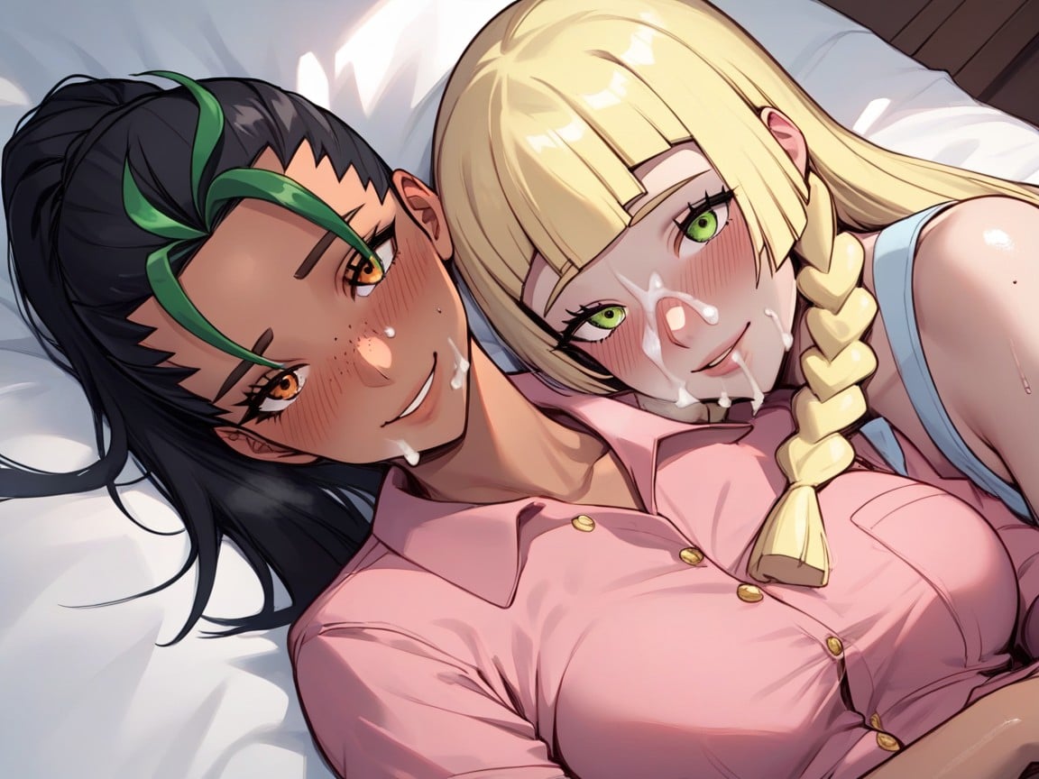 Wet Lips, Lesbian, Black Hair Hentai AI Porn