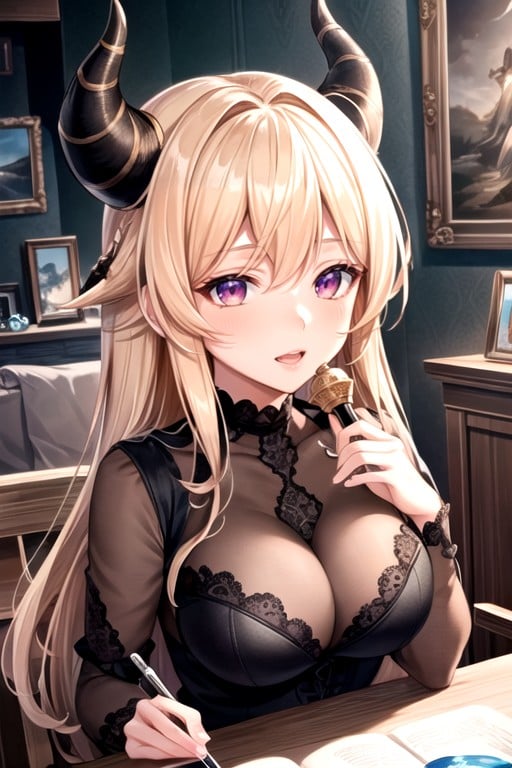 Horns, Demon, BlondeHentai IA