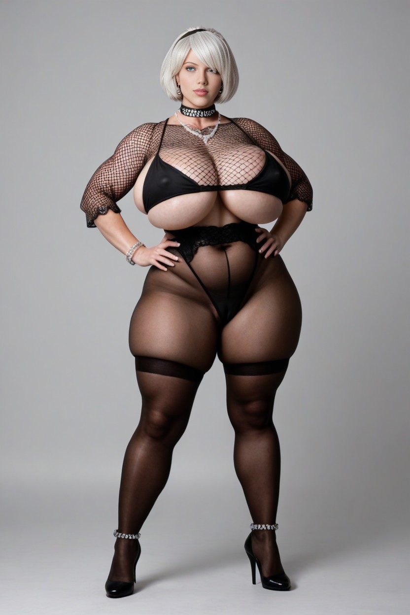 Fishnet Crop Top, Thick Thighs, Long Diamond NecklacePorno shemale IA