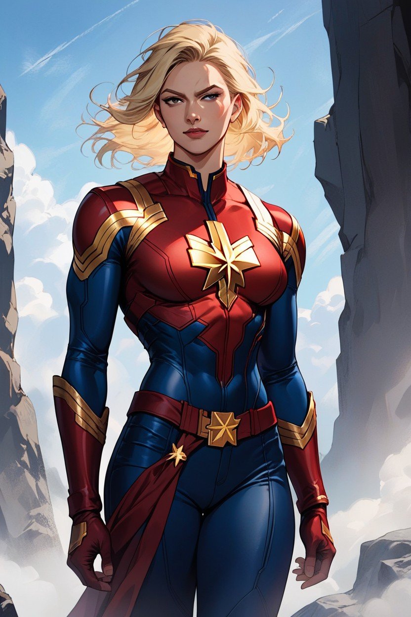 Blonde Hair, Outfit, Captain Marvel쉬메일 AI 포르노