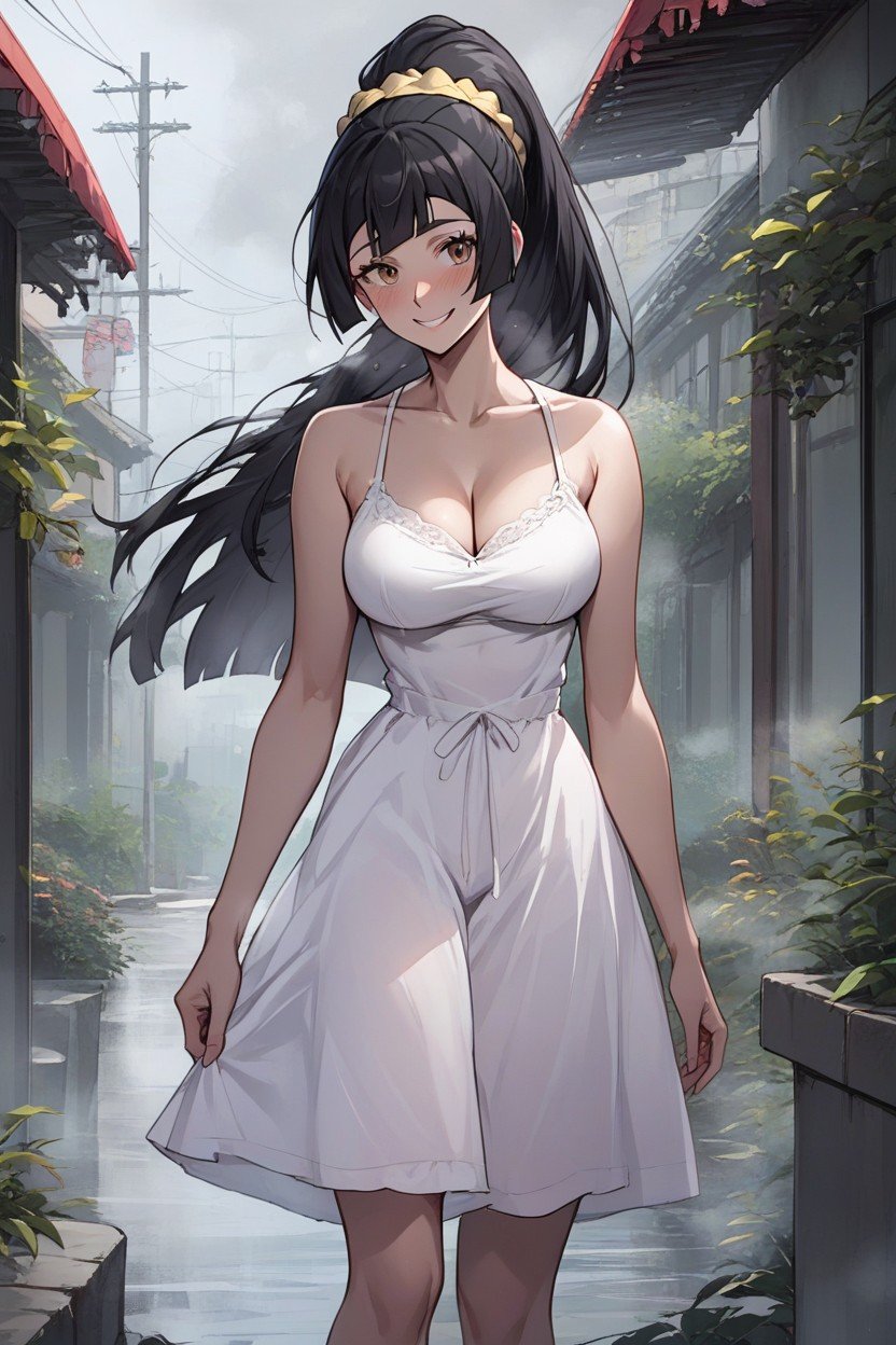 Cleavage, Extreme Snatched Waist, Camisole Dress Hentai AI Porn