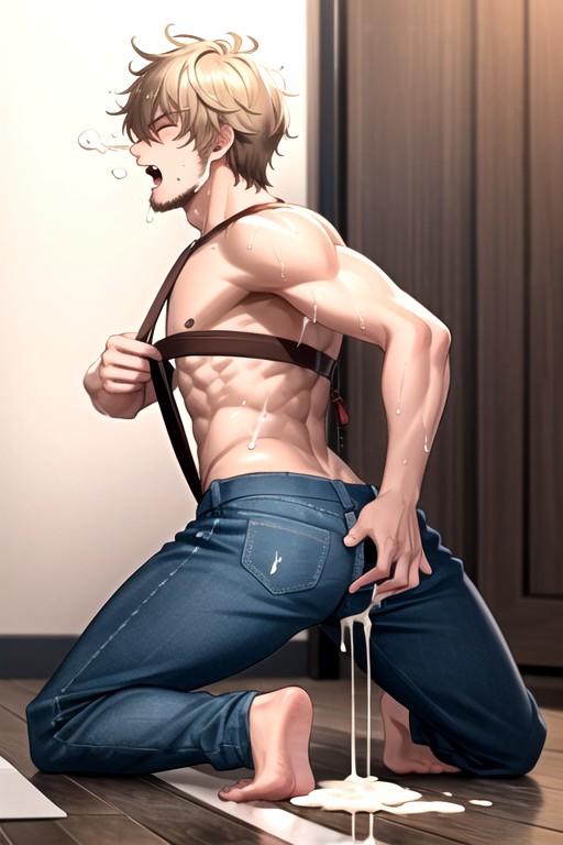 Harem, Muscular Guys, Cum On The Floor AI Gay Porn