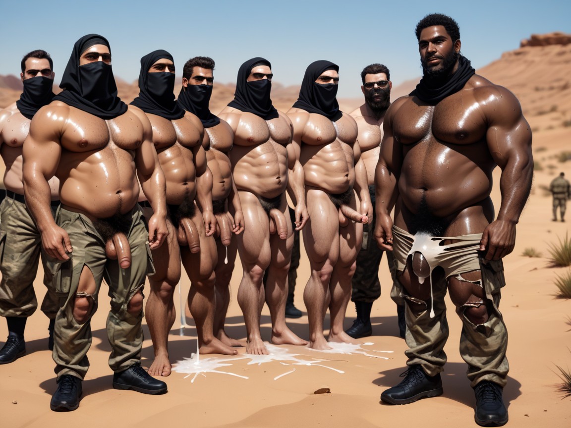 Wide Angle, Hairy Chest, Many People Around AI Gay Porn