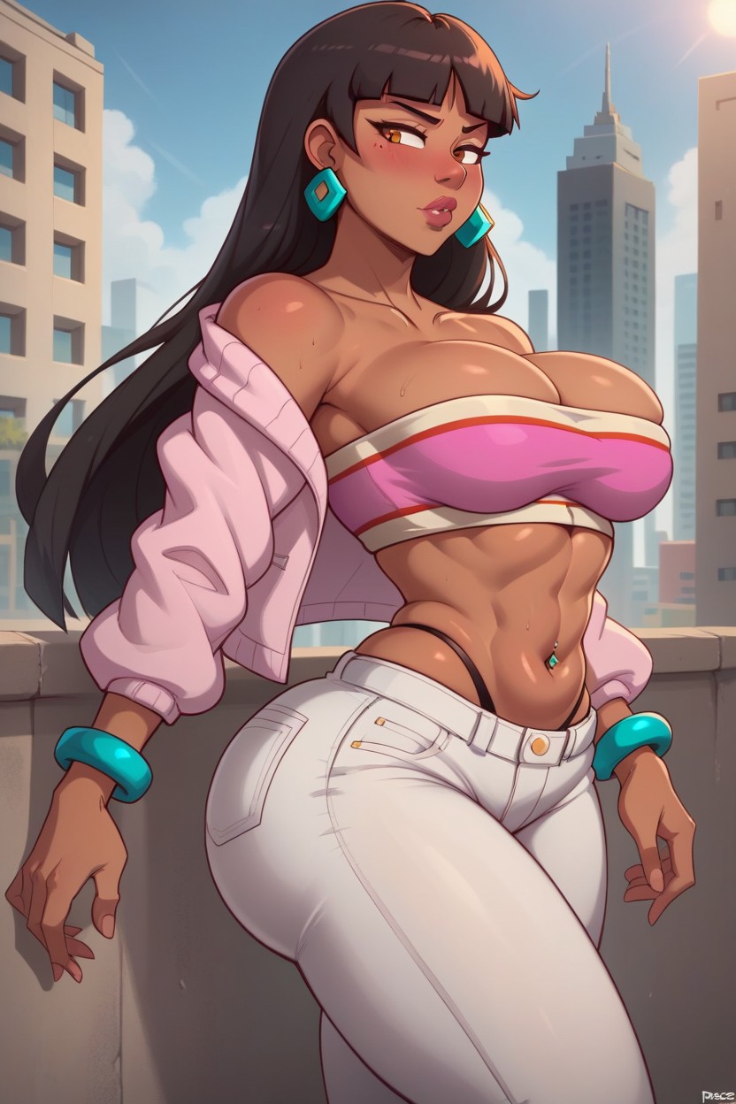 Wide Hips, Stomach Piercing, Urban Setting Hentai AI Porn