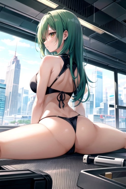 Foto Do Busto, Franja, Cabelo Verde Hentai IA pornografia