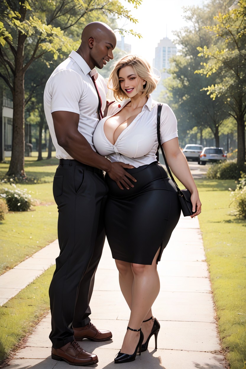Standing, Pale Skin, White Office Shirt AI Porn