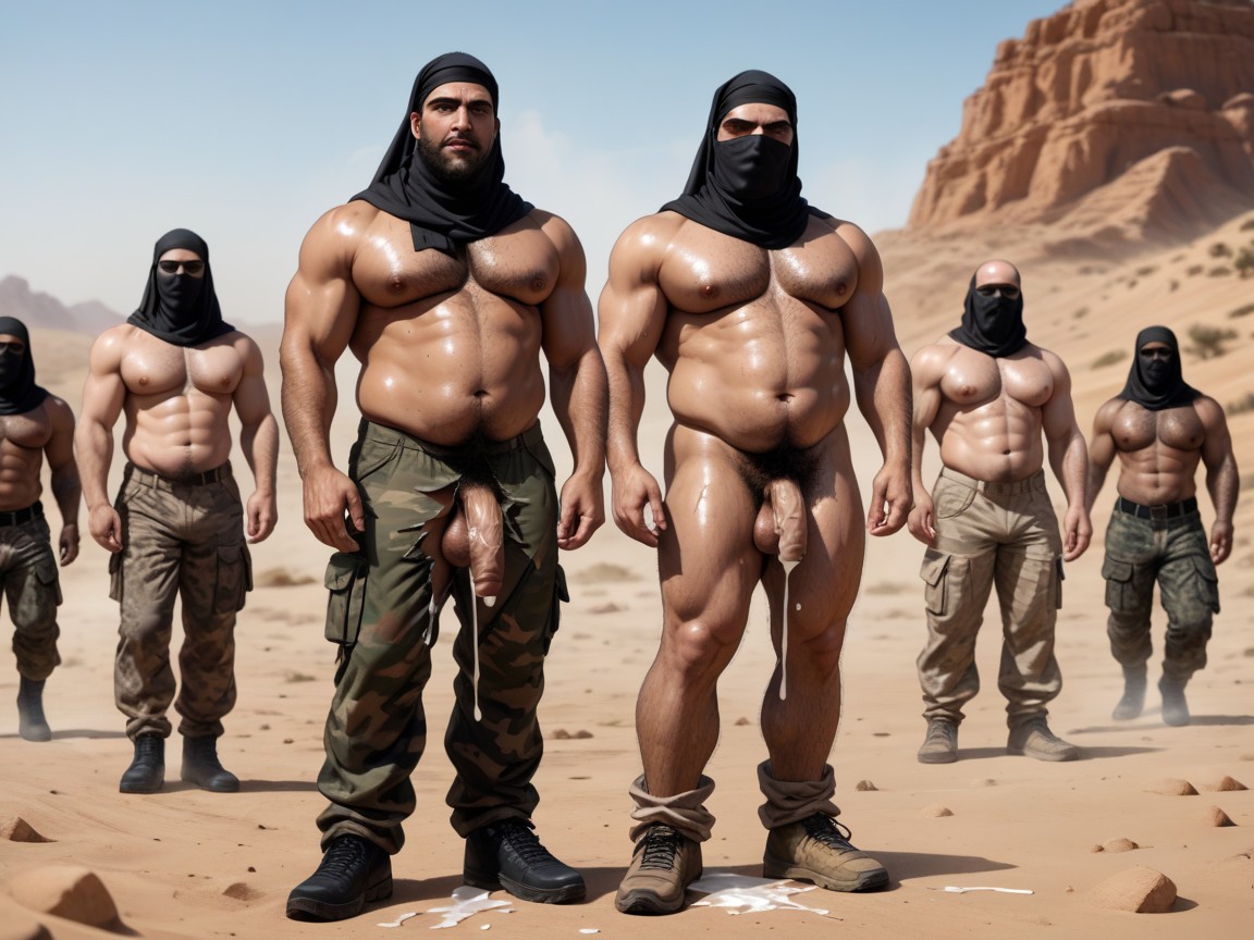 Long Beard, Black Soldiers, Hairy Chest AI Gay Porn