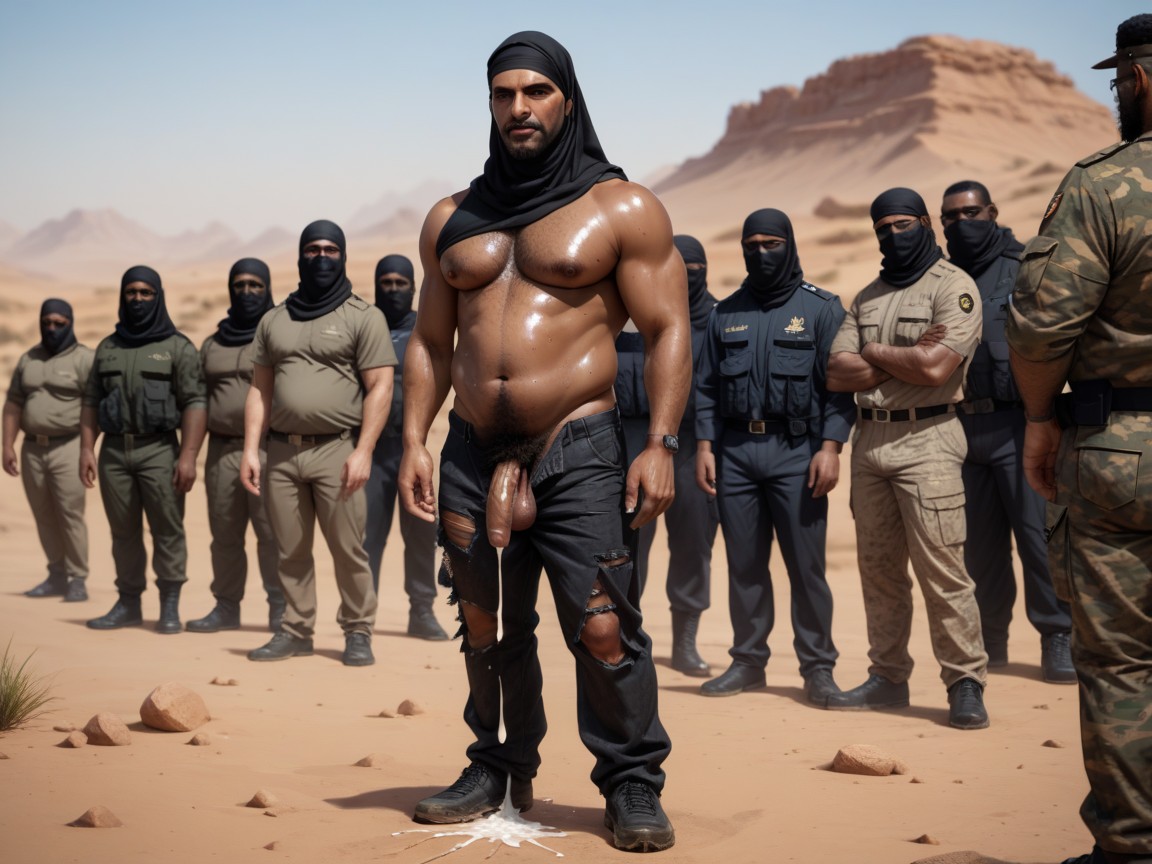 Hairy Bearded Average Black Guys, 서 있기, 통통한 체형 게이 AI 포르노