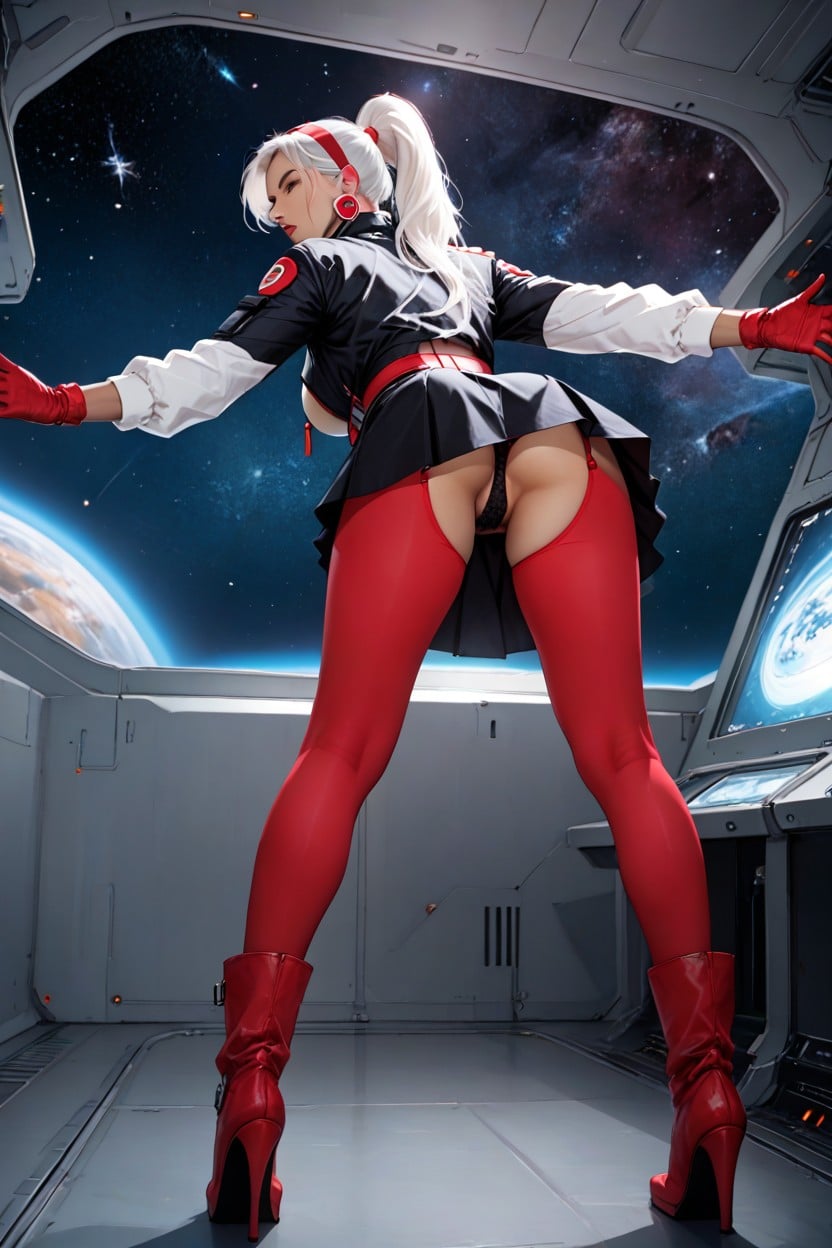 Innocent, Small Breast, White Hair AI Porn