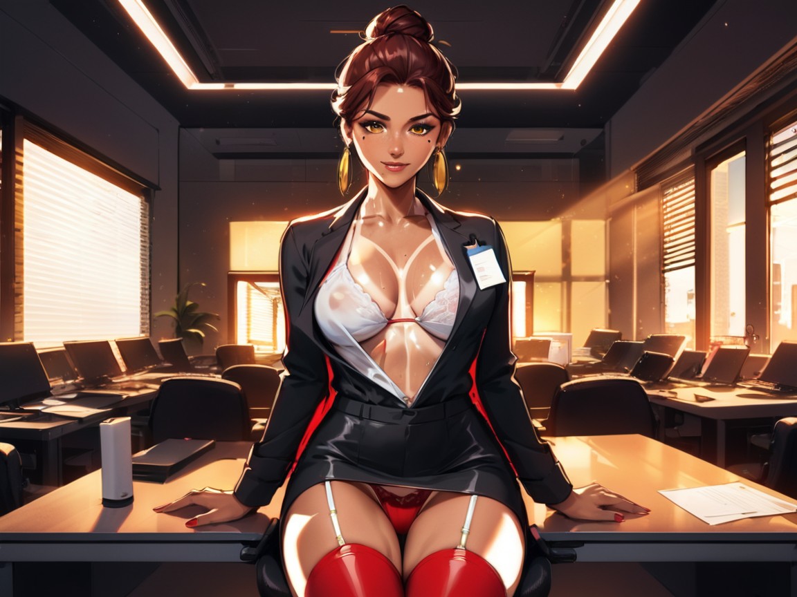 Red Hair, Tan Lines, Volumetric Lighting Latina AI Porn