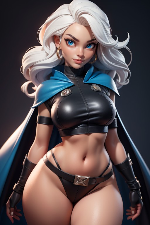 Thick, Belt, Long White Hair AI Porn