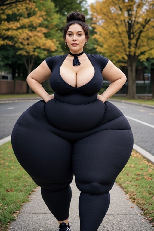 Hair Updo, Huge Thighs, Curvaceous Pornografia peluda com IA