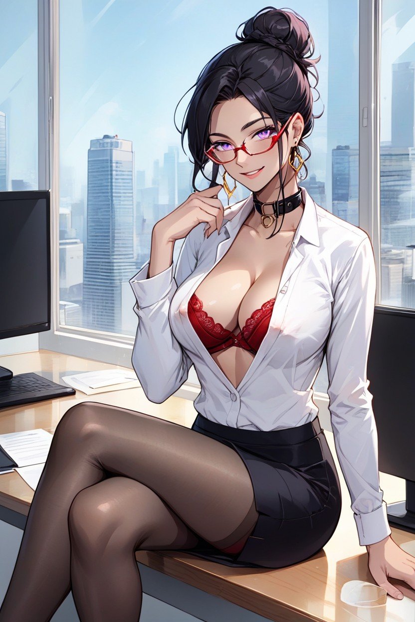 Full Of Documents, Nipple Slip, Open Blazer Hentai AI Porn