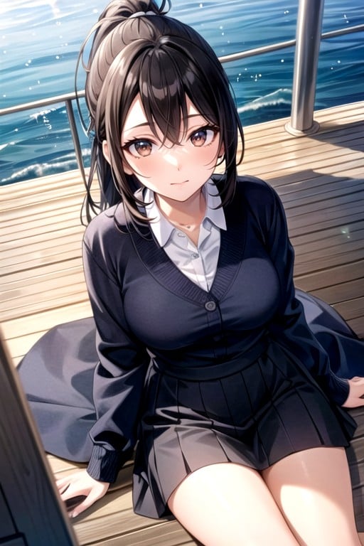 Yacht, Top Down, Brown Eyes Hentai AI Porn