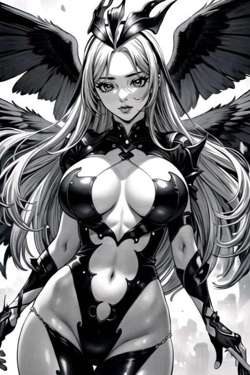 Big Breasts, Xenamorph Woman Sexy, Black & White Manga Shemale AI Porn