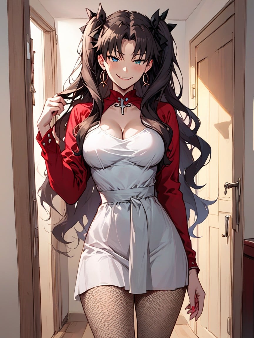 Smug Expression, Apartment, Rin Tohsaka Clothes Outfit Hentai AI Porn