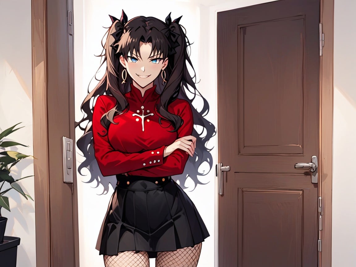 Meias Arrastão, Wide Hips, Rin Tohsaka Hentai IA pornografia