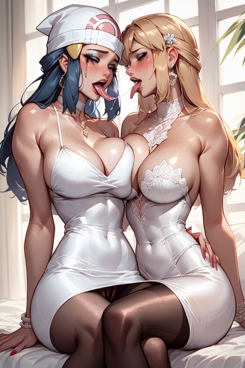 Tight Pressed Dresses, High Detailed Tongues, Lesbian Sex쉬메일 AI 포르노