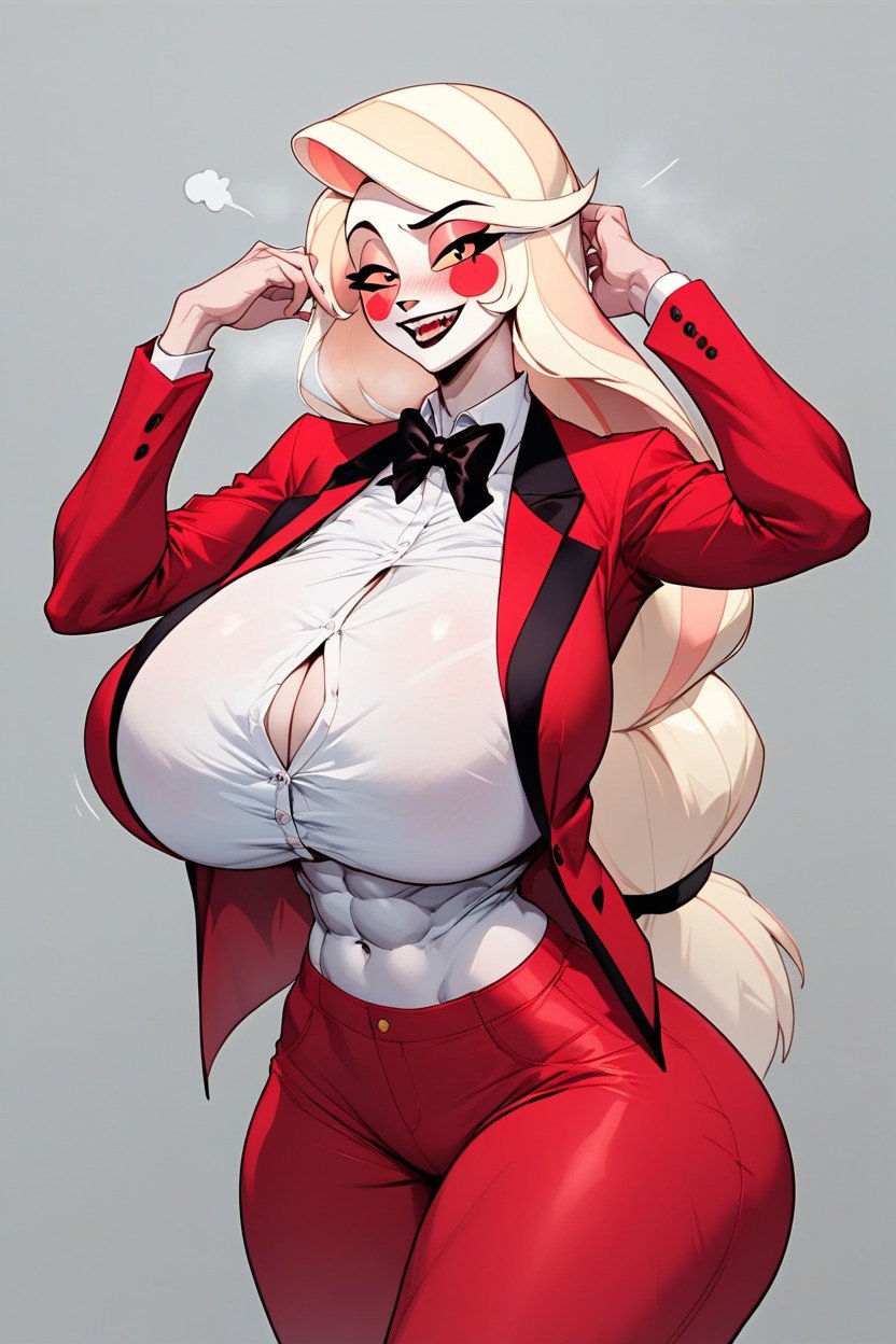 En Forme, Red Blazer Low Neckline, Vêtements AjustésPorno IA Hentai