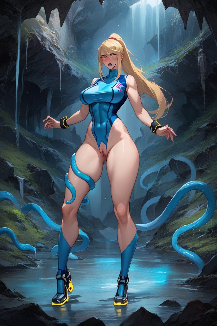 Samus Aran, Wide Hips, Rounded Breasts Shemale AI Porn