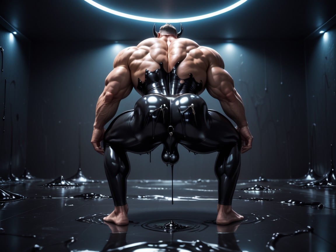All Black Latex Skin, Both Eyes Open, Award Winning Photo AI Gay Porn