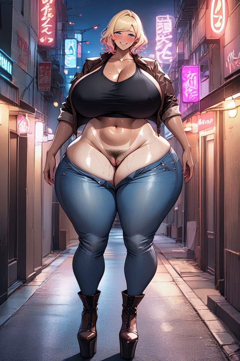 At Night, Pov Thigh Sex, Standing Hentai AI Porn