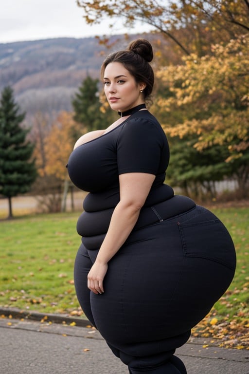 Hyper Wide Hips, Coque, Ass So Big You Can See It From The Front And Back Travesti IA Pornô