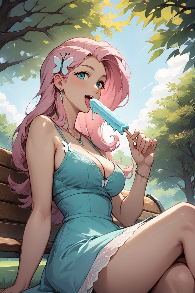 Sentada, Fluttershy From Equestria Women, Ultra Detailed Hentai IA pornografia