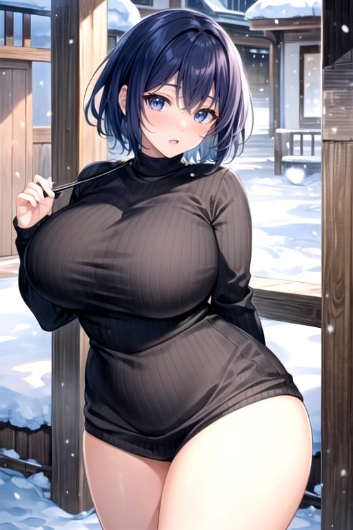 Blue Hair, Pullover, Thick Hentai AI Porn