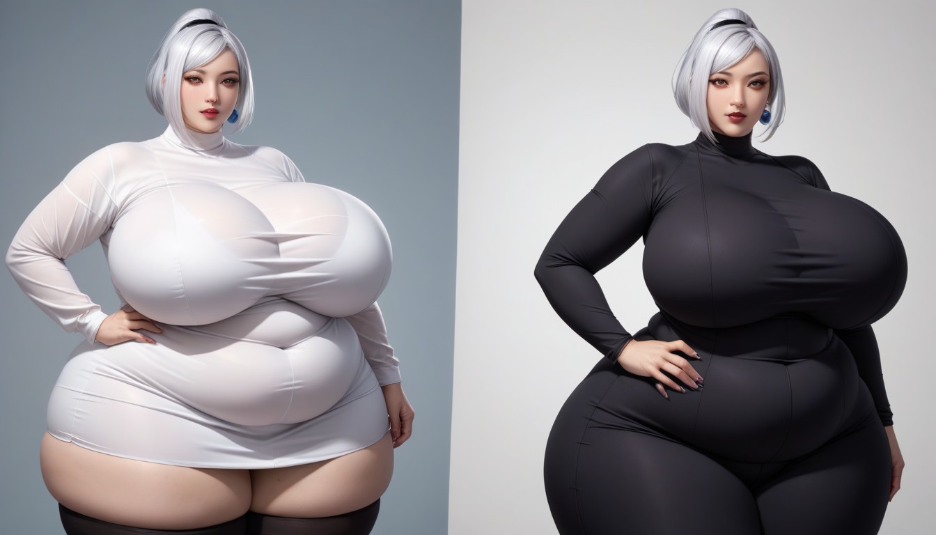 Extra Mega Plump, Before And After Many Of Feeding To Gain Mass Amounts Weight And Fat, Unreal Gargantuan Ass BBW AI Porn