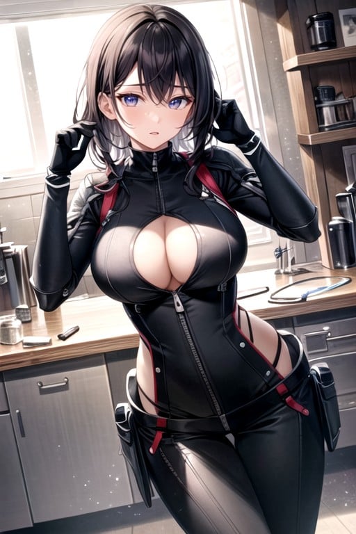 Laboratory, Zipper, Leather Suit Hentai AI Porn