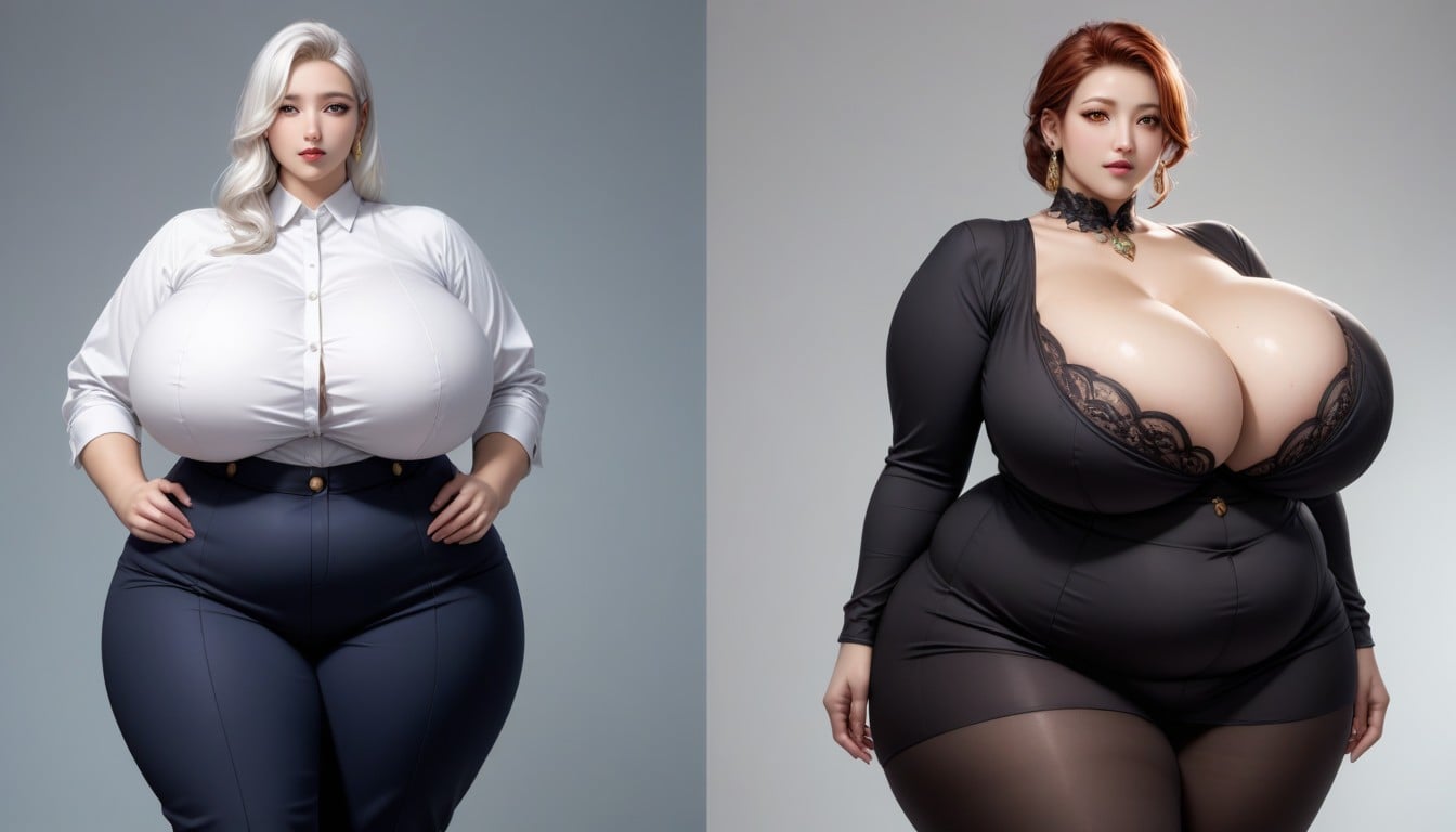 Extra Mega Plump, Before And After Many Of Feeding To Gain Mass Amounts Weight And Fat, Unreal Gargantuan Ass BBW AI Porn