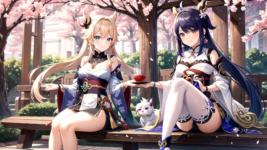 Kirara From Genshin Impact, Sitting On Ornate Bench, Smiling Softly쉬메일 AI 포르노