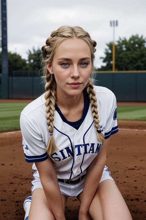 Cumshot, Skandinavisch, BaseballuniformTransfrau KI-Porno