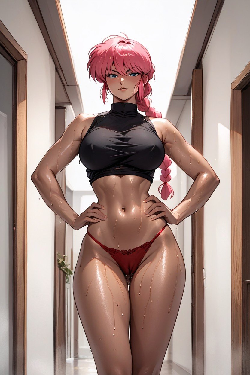 Wet Panties Flowing Down The Hips, Pink Hair, Model Hentai AI Porn