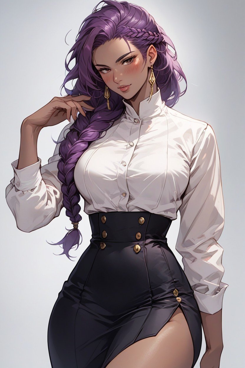 Purple Hair, Tanned Skin, 小さな胸ヘンタイAIポルノ