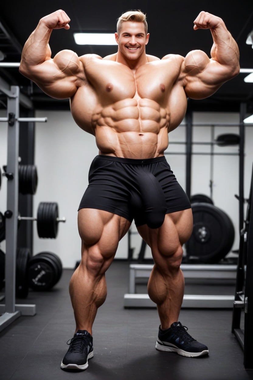 Full Body Shot, Muscular Legs, Gigantic AI Gay Porn