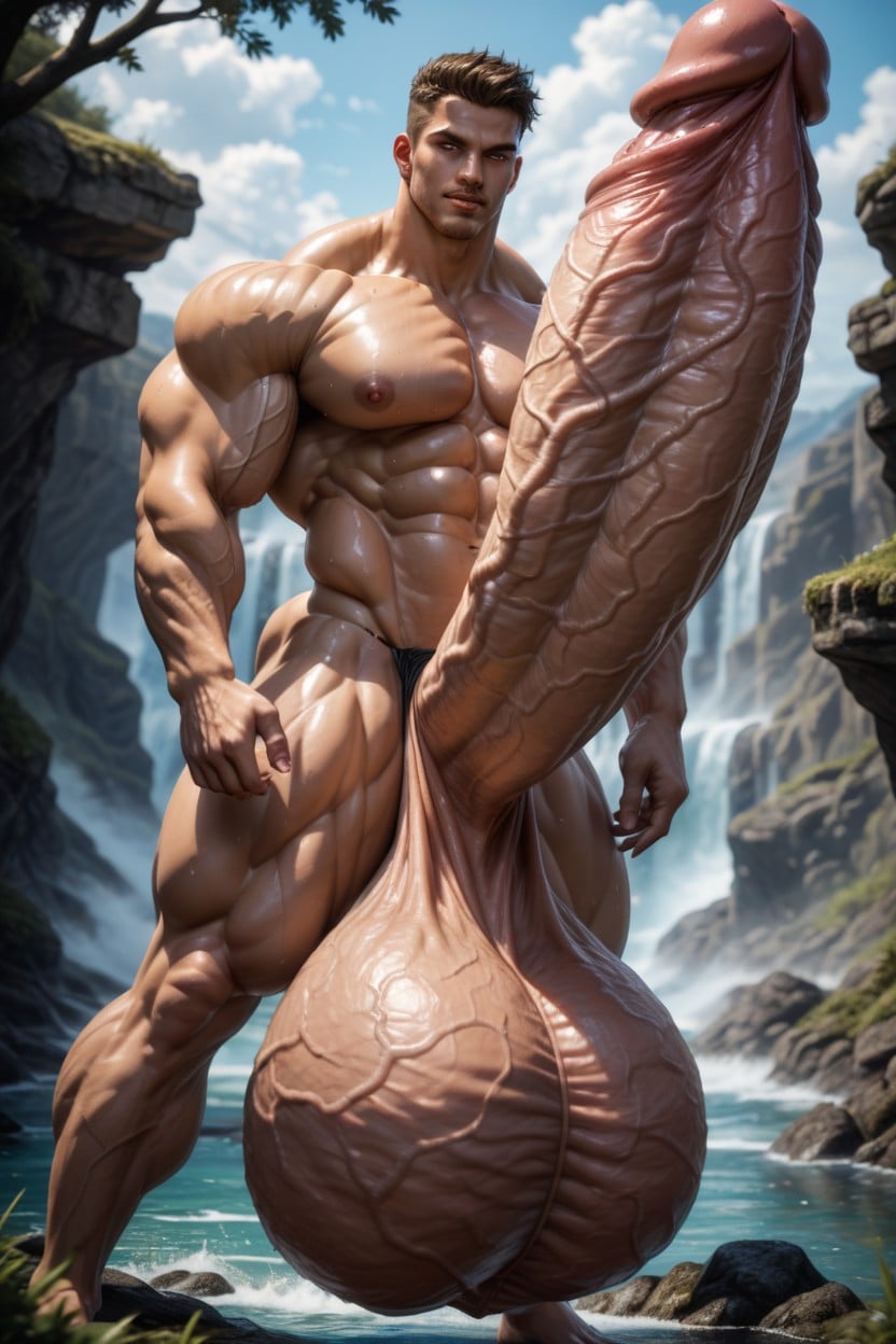 Balls Hanging Low, White Skin, Loincloth AI Gay Porn