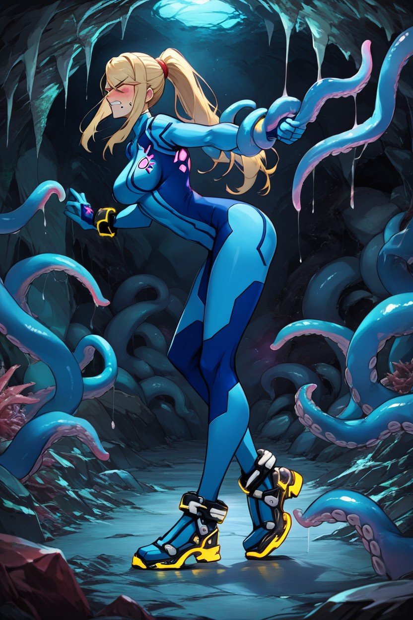 Blue Eyes, Huge Tentacle, Nose BlushヘンタイAIポルノ