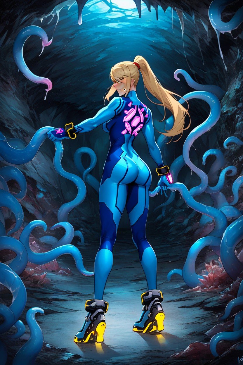 Tentacle Inside Bodysuit, Tentacle Pulling On Body Suit, Inside CaveAI黃漫