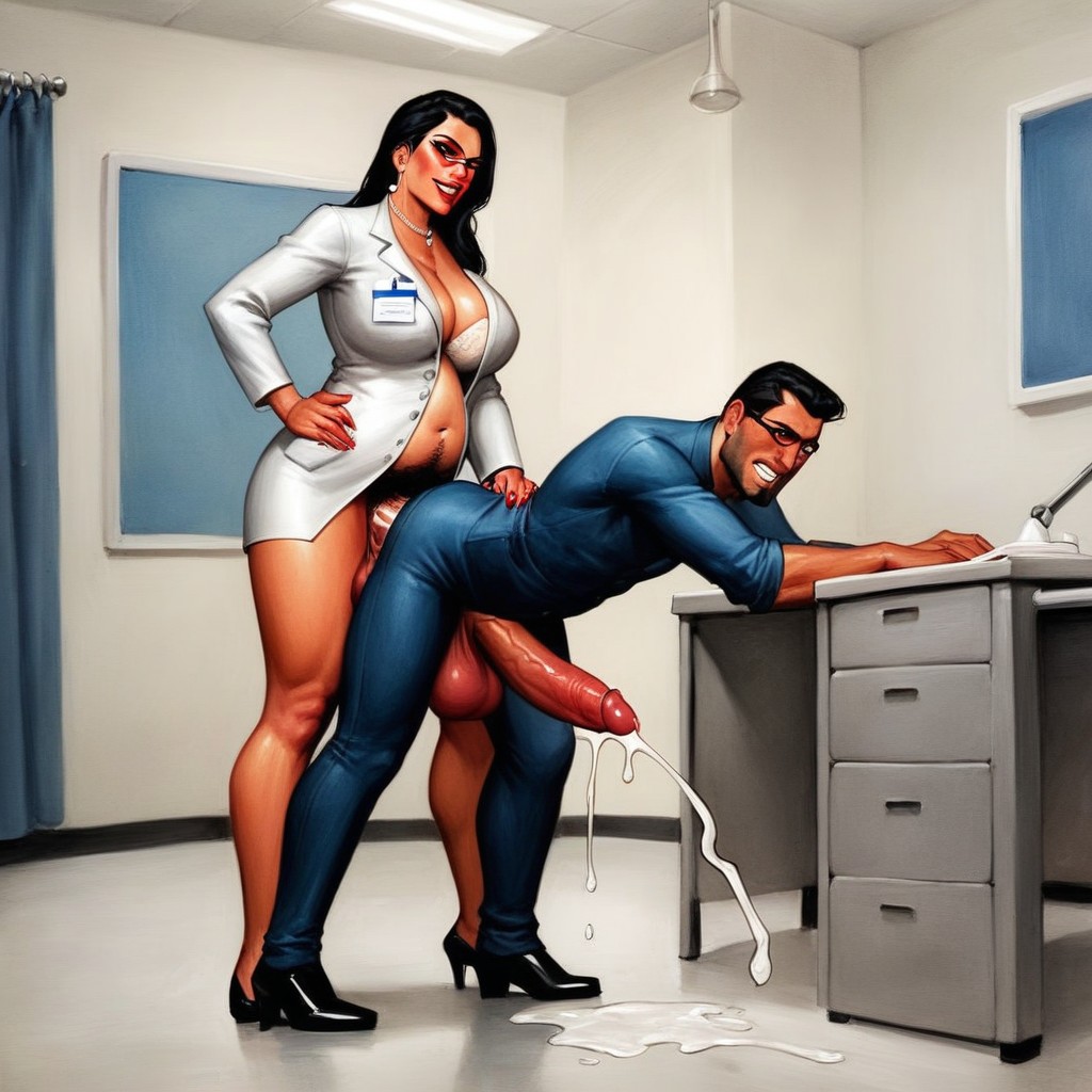 Lab Coat, Cumming, Male Shemale AI Porn