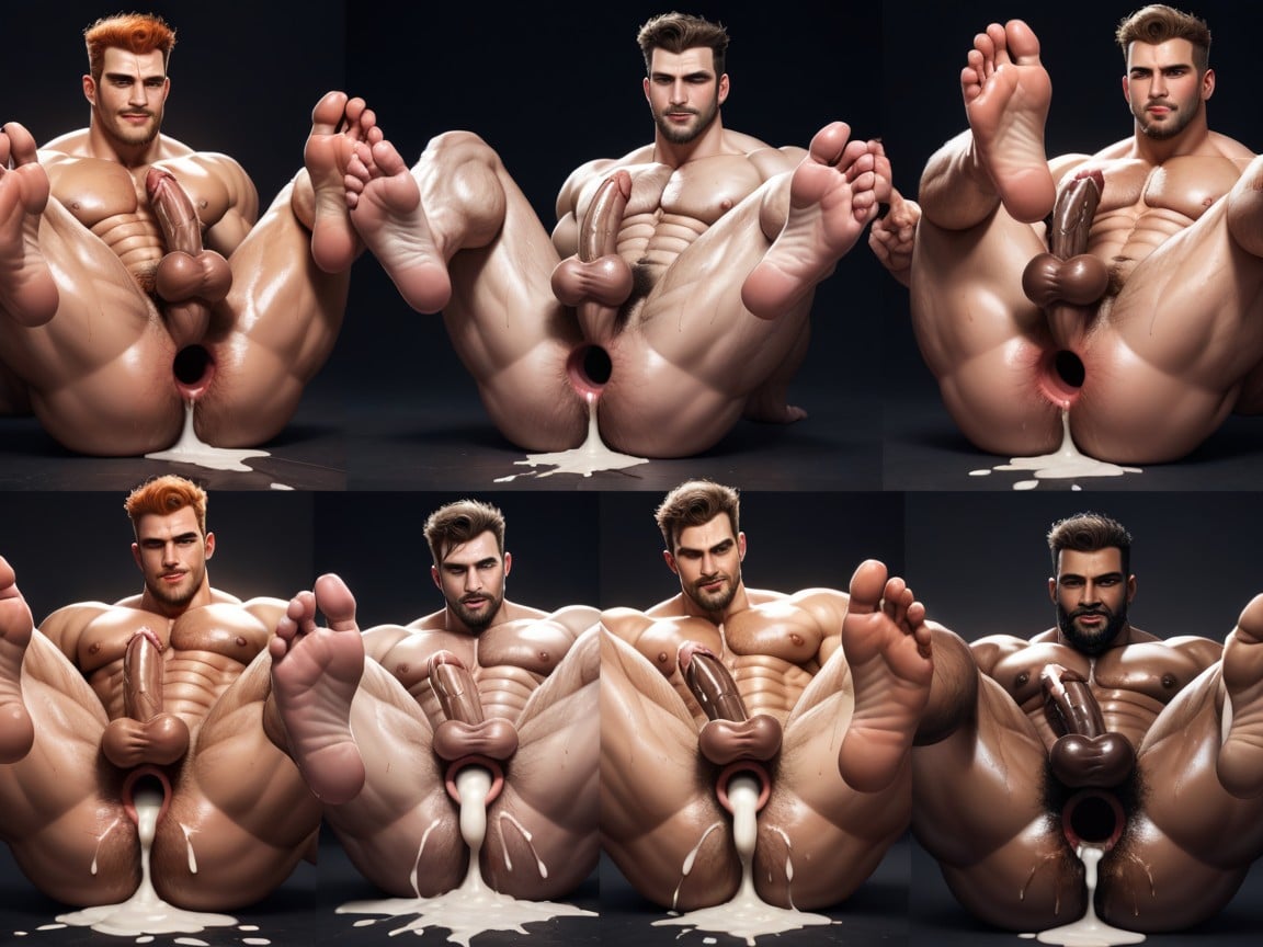 Cum Dripping All Over Body, Many Black Tan Men, Harem AI Gay Porn