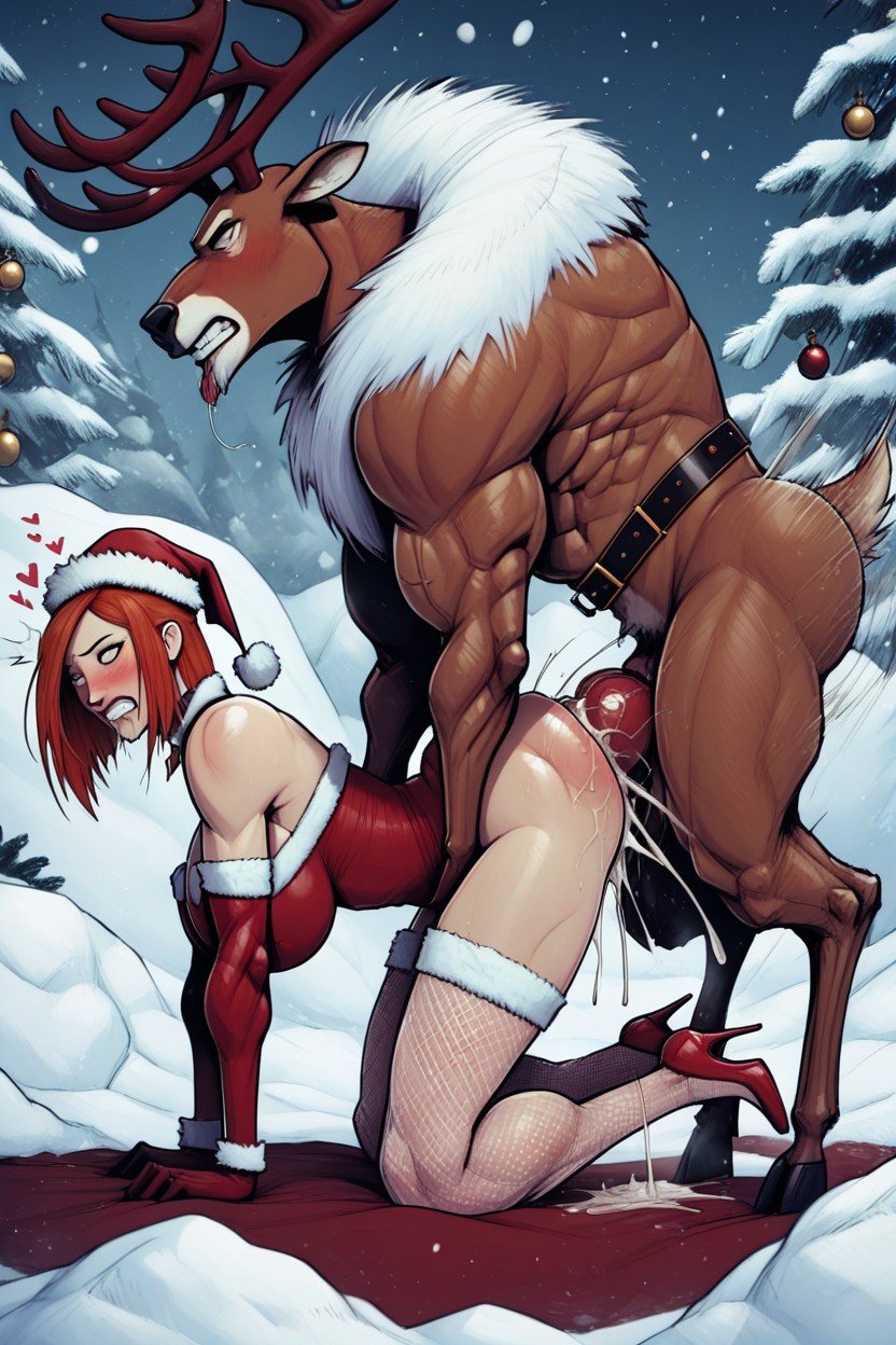 Fourleggedreindeer, Massive Breast, View From Side Furry AI Porn