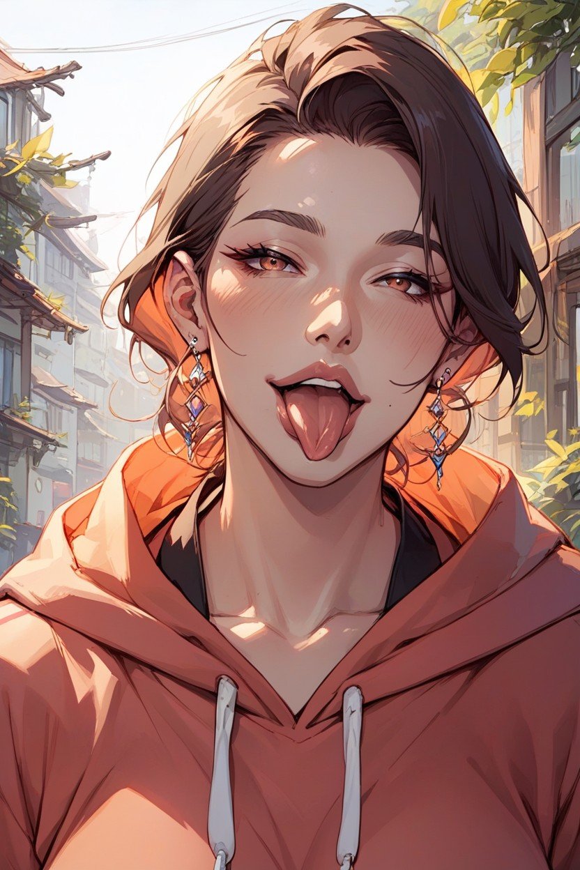 Tongue Out, Hoodie Hentai AI Porn