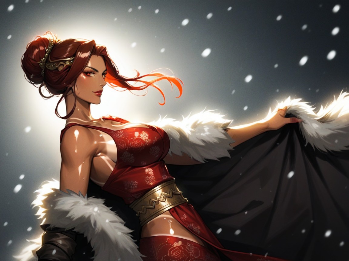 Clothes Ultra Detailed, Floral Print Armor, Snowing Hentai AI Porn