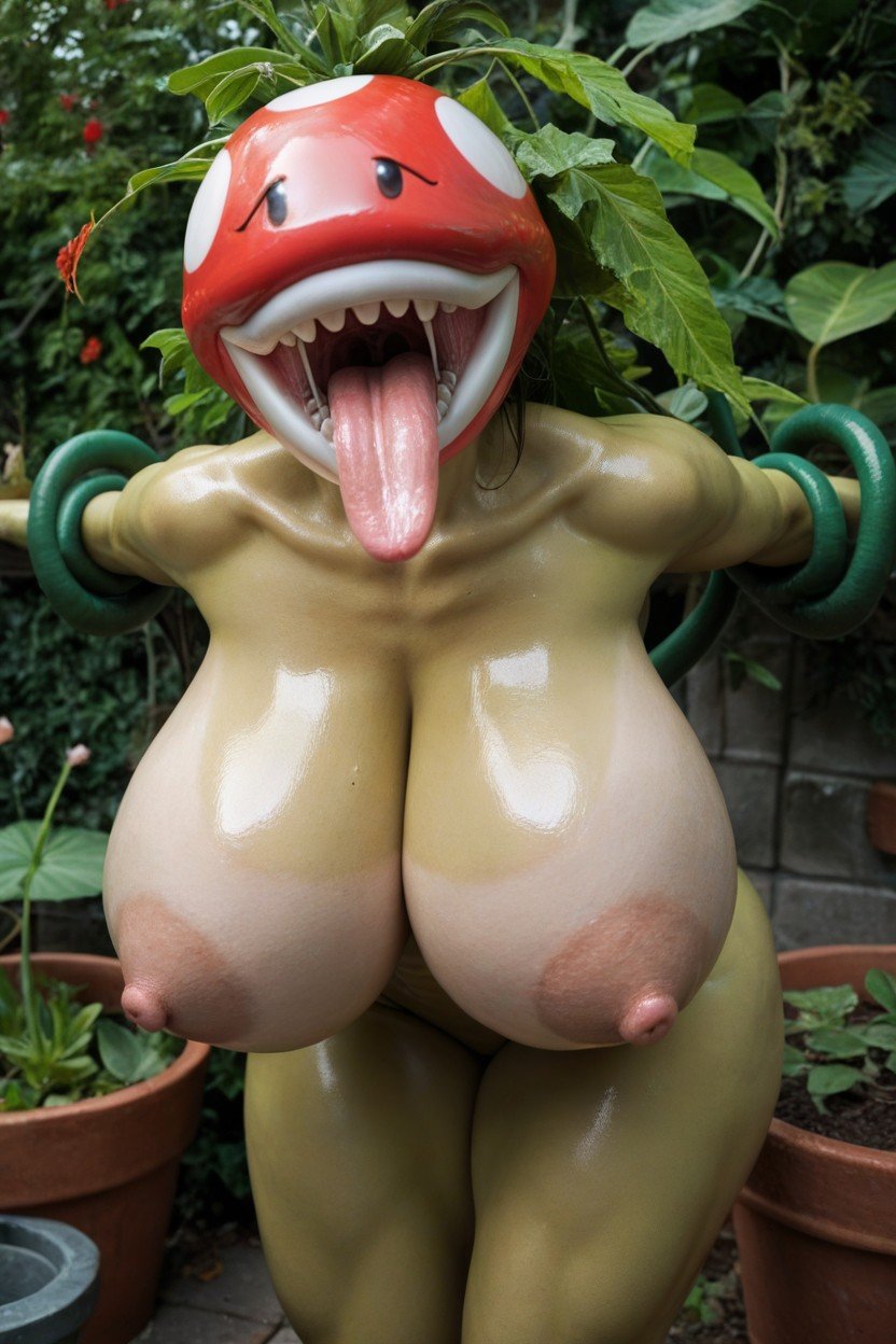 Piranha Plant From Super Mario Bros, In The Garden, High Definition人妖AI色情