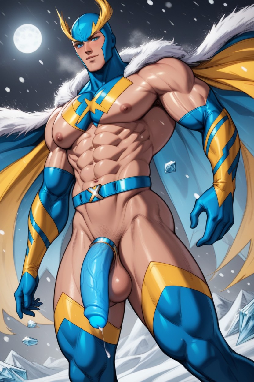 Wide Angle, Gigantic, Ice Beam From Hand AI Gay Porn