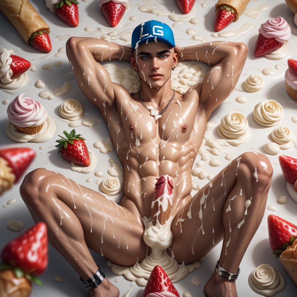 Heterochromia Eyes, Sweaty, Whipped Cream Everywhere AI Gay Porn